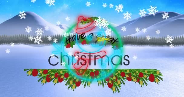 Animação Flocos Neve Caindo Tem Grande Banner Texto Natal Contra — Vídeo de Stock