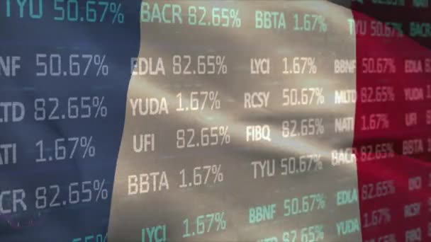 Animation Shows White Blue Stock Market Data Rolling Processing Grid — Stock Video