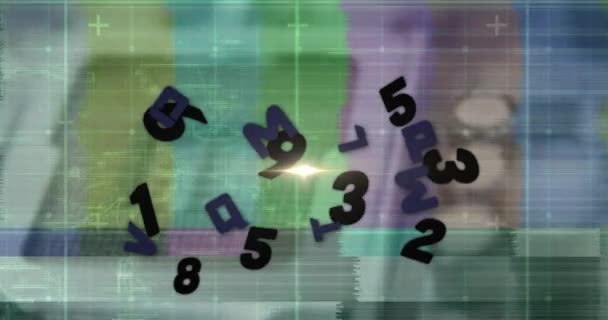 Animación Del Punto Luz Sobre Cambio Números Alfabetos Contra Fallo — Vídeos de Stock