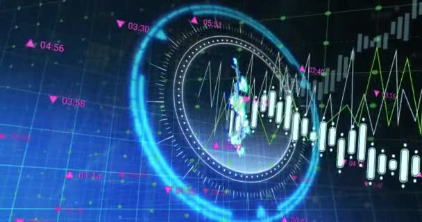 Animação Processamento Dados Financeiros Sobre Varredura Escopo Com Símbolo Dólar — Vídeo de Stock