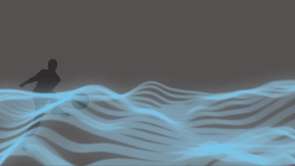 青い液体の背景にすごいテキストのアニメーション 光のパターンと動きの概念は デジタルビデオを生成 — ストック動画