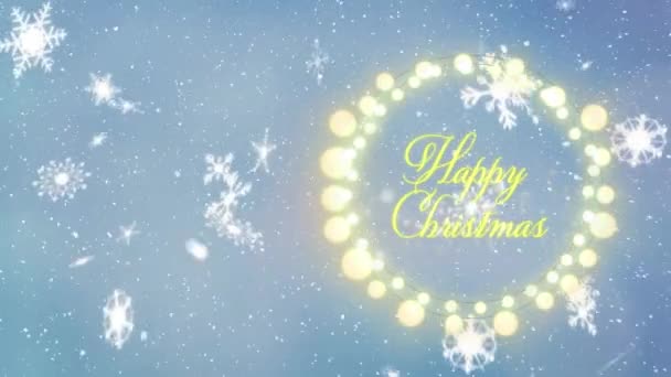 Κινούμενα Σχέδια Χαρούμενα Χριστούγεννα Κείμενο Πάνω Από Φώτα Νεράιδα Πανό — Αρχείο Βίντεο