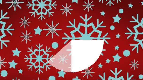 Анімація Графа Пирога Над Піктограмами Сніжинок Безшовному Візерунку Червоному Тлі — стокове відео