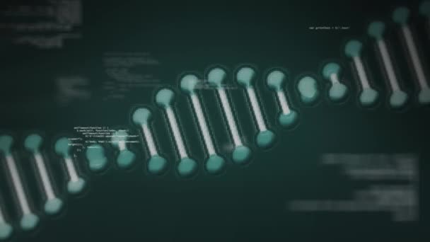 Animace Dna Zpracování Dat Světla Tmavém Pozadí Věda Biologie Koncept — Stock video