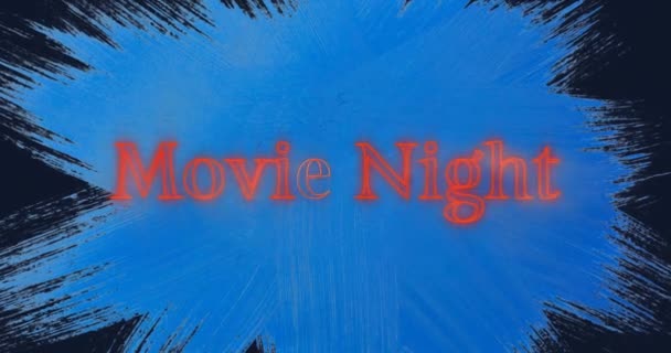 Animação Neon Laranja Filme Noite Texto Sobre Banner Azul Contra — Vídeo de Stock