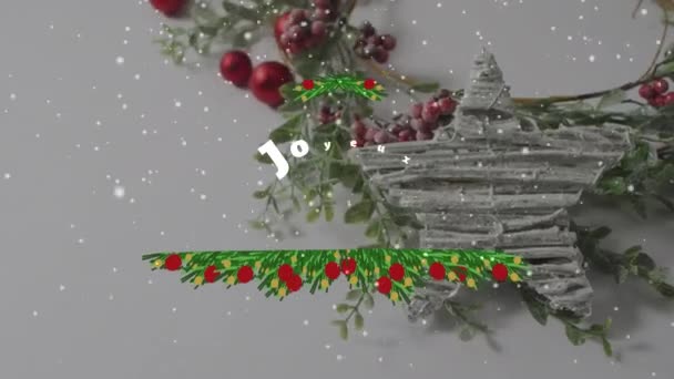 Toto Video Vánoční Dekorace Hvězdou Kopírovat Prostor Bílém Pozadí — Stock video