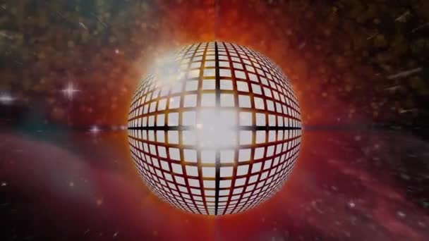 Animation Taches Lumineuses Étoiles Brillantes Sur Une Boule Disco Dorée — Video