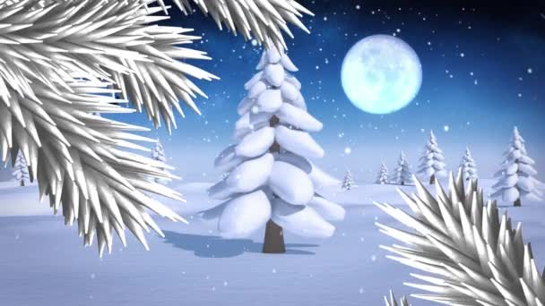 Kış Mevsiminde Gökyüzüne Karşı Birden Fazla Ağacın Üzerine Düşen Beyaz — Stok video