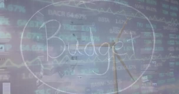 Animação Budge Text Banner Sobre Processamento Dados Mercado Ações Sobre — Vídeo de Stock