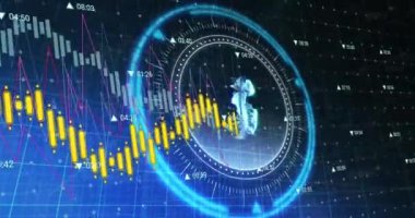 Bu video, saydam bir arkaplanda hareket eden sayıların olduğu grafiklerin animasyonudur. Animasyon finans, ekonomi ve istatistik kavramını gösteriyor. Video ayrıca 5g bölü mavi ile dönen bir işlem çemberi de gösteriyor. 