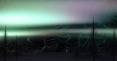 Noelde benekler üzerinde köknar ağacı animasyonu. Noel, kutlama ve dijital arayüz kavramı dijital olarak oluşturulmuş video.