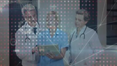 Kafkas grubu üzerinden bağlantı ağının animasyonu. Küresel tıp ve bağlantılar konsepti dijital oluşturulmuş video.