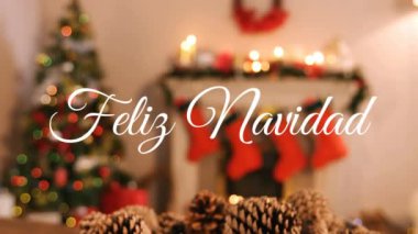 Felix Navidad 'ın animasyonu Noel süslemeleriyle ilgili. Noel, kutlama ve dijital arayüz kavramı dijital olarak oluşturulmuş video.