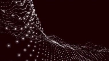 Siyah arkaplan üzerinde parlayan beyaz dalgaların animasyonu. Arkaplan, renk ve hareket kavramı dijital video oluşturuldu.