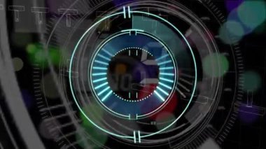 Noktalar üzerinde veri işleme animasyonu. Küresel iş ve dijital arayüz kavramı dijital olarak oluşturulmuş video.