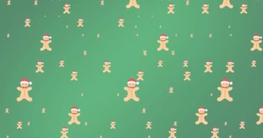 Yeni Yıl Animasyonu yeşil arka planda noel şablonunda mesajlaşır. Yeni yıl, Noel, şenlik, kutlama ve gelenek konsepti dijital olarak oluşturuldu.