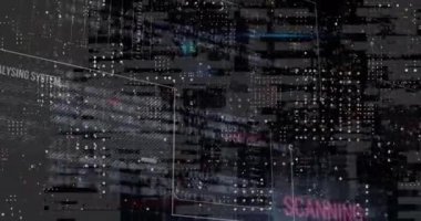 Birden fazla metnin animasyonu, programlama dili ve siyah arkaplan üzerindeki bilgi arayüzü. Dijital olarak üretilmiş, hologram, küreselleşme, rapor, finans, kodlama, makine öğrenme, teknoloji.