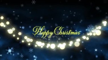 Mutlu noel mesajları üzerine düşen kar animasyonu. Noel, kutlama ve dijital arayüz kavramı dijital olarak oluşturulmuş video.