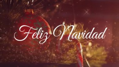 Felix Navidad 'ın animasyonu Noel süslemeleriyle ilgili. Noel, kutlama ve dijital arayüz kavramı dijital olarak oluşturulmuş video.