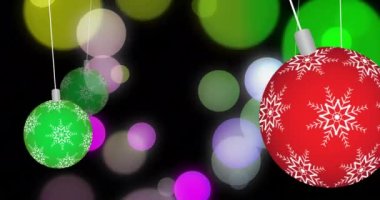 Noelde benekler üzerinde takıların animasyonu. Noel, kutlama ve dijital arayüz kavramı dijital olarak oluşturulmuş video.