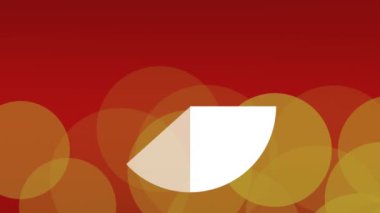 Kırmızı arkaplana karşı sarı noktalar üzerinde turta grafiği animasyonu. İş veri teknolojisi kavramı