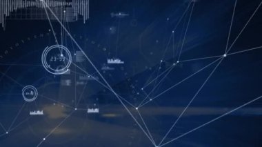 Animation of data processing over network of connections. Global business and digital interface concept digitally generated video.