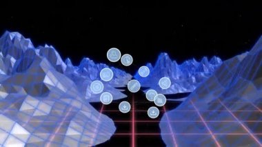 Siyah arkaplandaki meta-evren üzerindeki bağlantıların animasyonu. Sanal gerçeklik ve teknoloji konsepti dijital olarak oluşturulmuş video.