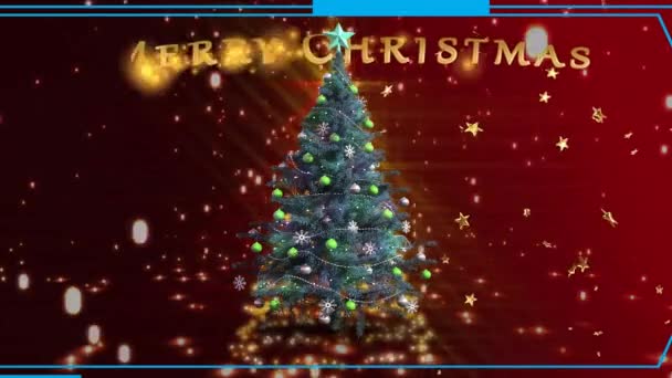 Animaatio Joulukuusi Yli Hyvää Joulua Lunta Video Perheen Koristelu Puu — kuvapankkivideo