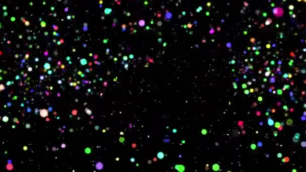 Анимация Снега Падающего Санта Клауса Санях Светлых Пятнах Черном Фоне — стоковое видео
