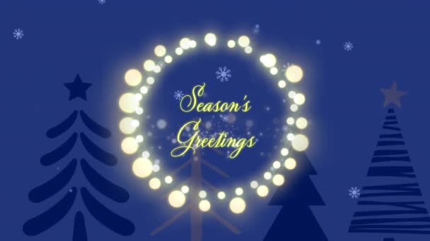 Animação Cumprimentos Natal Texto Luzes Fadas Quadro Sobre Cenário Natal — Vídeo de Stock