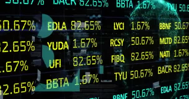 Animace Obsahuje Modrá Žlutá Čísla Statistiky Akciového Trhu Valící Mřížce — Stock video