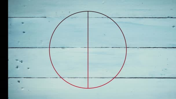 Animation Red Line Circle White Wooden Table Digital Composite Multiple — Stock Video