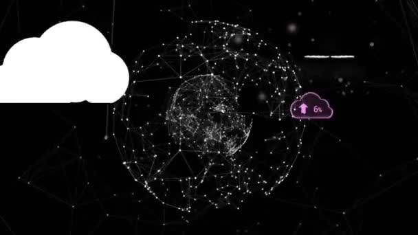 Цьому Відео Представлена Серія Рожевих Цифрових Хмар Вивантаженням Анімації Чорному — стокове відео