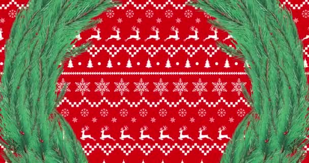 圣诞花环在黑色背景下移动的圣诞花环传统圣诞模式的数字动画的一部分 — 图库视频影像