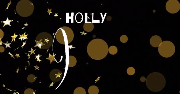 Animation Von Heiterem Text Über Sternen Und Flecken Weihnachten Feier — Stockvideo