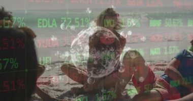 Röntgen taraması yapılan kadın doktorların istatistik ve veri işleme 3animasyonları. Küresel tıp, sağlık ve veri işleme kavramı dijital olarak oluşturulmuş video.