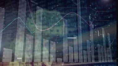 Şekiller üzerinde veri işleme animasyonu. küresel iş ve dijital arayüz kavramı dijital olarak oluşturulmuş video.