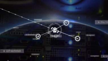 Bağlantılar ağının ve sosyal medya simgelerinin animasyonu bağlantılar ağı ve sosyal medya simgeleri. Dijital olarak oluşturulmuş küresel sosyal medya, bağlantılar, ağlar ve veri işleme kavramı