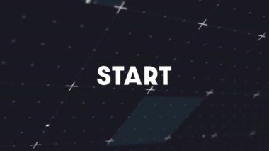 Başlangıç metninin beyaz ızgara üzerinde canlandırılması ve siyah arkaplan sosyal medya, video oyunu, iletişim ve dijital olarak oluşturulan geçmiş video konsepti üzerindeki imleçler