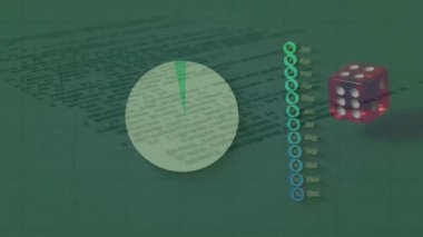 Zarlar üzerinde finansal veri işleme ve küre animasyonları. Dijital olarak oluşturulan küresel finansman, bilgisayar ve dijital arayüz kavramı.
