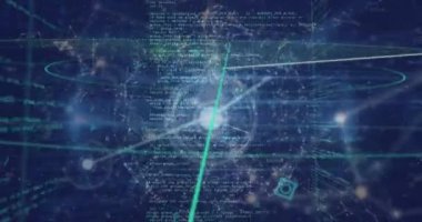 Bağlantılar ve veri işleme ağı olan dünyanın animasyonu. Dijital olarak oluşturulmuş küresel finans, iş, bağlantılar ve veri işleme kavramı