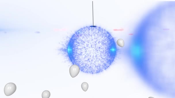 白い背景を背景に飛行する気球と水晶球のアニメーション デジタル生成 複数の露出 ベクトルとお祝いの概念 — ストック動画