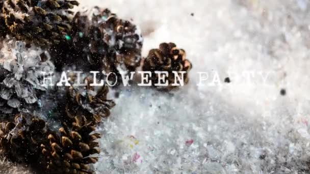 Animation Halloween Part Tekst Fyrretræer Halloween Tradition Fest Koncept Digitalt – Stock-video