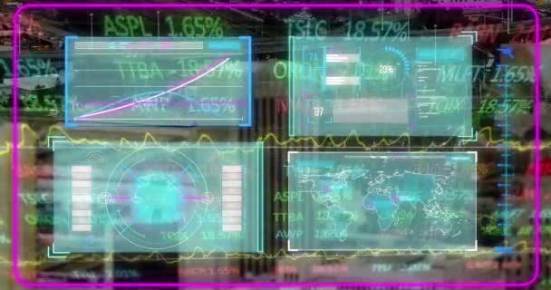 Animering Diagram Lastning Cirkel Karta Och Radar Över Handel Ombord — Stockvideo