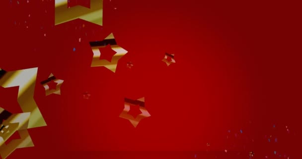 Animation Von Goldkonfetti Das Über Mehrere Geschäftsräume Fällt Weihnachtstradition Und — Stockvideo