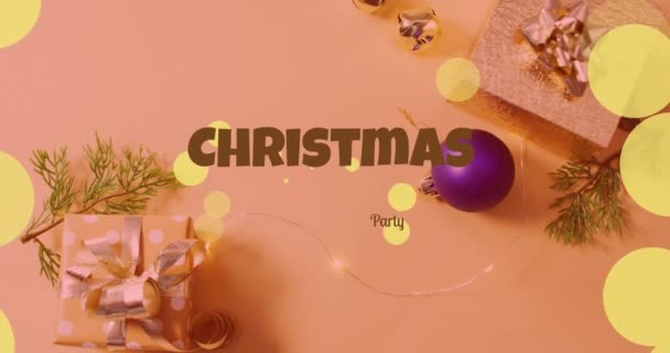 圣诞节派对上的文字比圣诞装饰品更有生气 圣诞节 庆祝活动和数字视频接口概念 — 图库视频影像