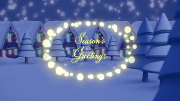 Animação Cumprimentos Natal Texto Luzes Fadas Quadro Sobre Cenário Natal — Vídeo de Stock