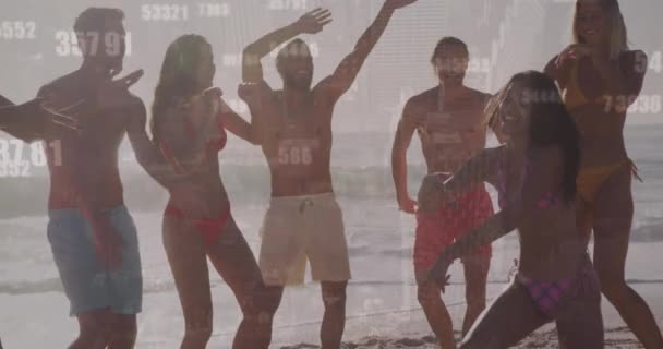 Este Video Muestra Grupo Amigos Disfrutando Una Playa Tropical Levantan — Vídeo de stock