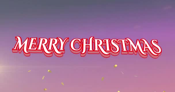 Animatie Van Kerstgroeten Tekst Confetti Roze Achtergrond Kerst Festiviteit Feest — Stockvideo