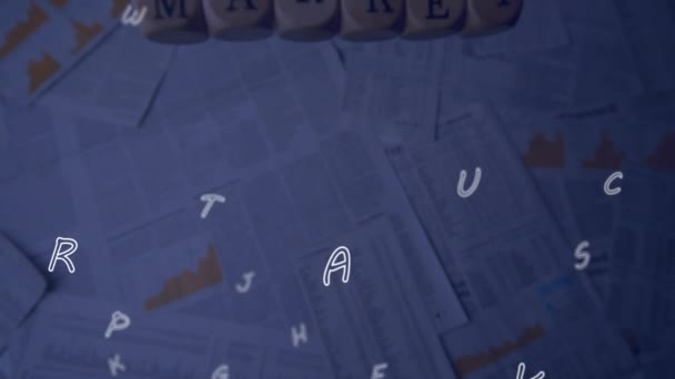 Animation Nombres Flottant Sur Des Blocs Avec Écriture Boursière Concept — Video
